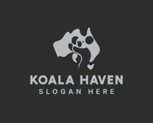 Koala - Australian Koala Map logo design