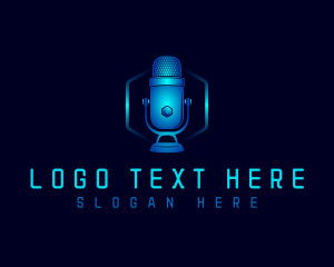 Broadcasting - Digital Podcast Microphone logo design