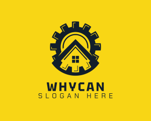 Builder - House Cogwheel Gear logo design