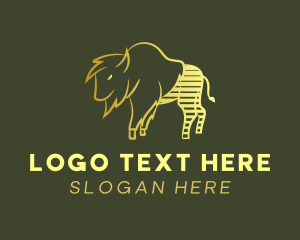 Wildlife - Gold Stripes Bison logo design