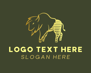 Western - Gold Stripes Bison logo design