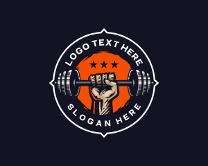 Strength - Hand Fitness Barbell Gym logo design