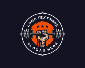 Powerlifting - Hand Fitness Barbell Gym logo design