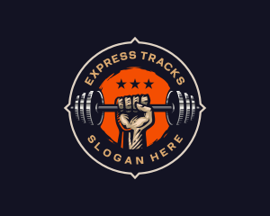 Fitness Barbell Gym Training logo design