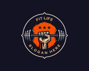 Fitness Barbell Gym Training logo design