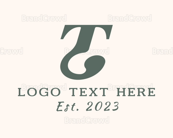 Traditional Serif Font Letter T Logo