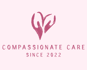 Caring - Love Hand Care Scribble logo design