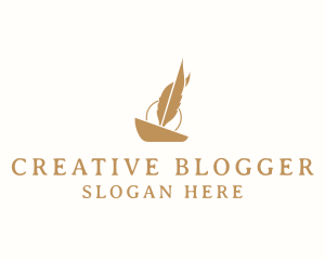 Blogger - Feather Blogger Pen logo design