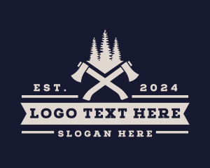 Emblem - Forest Tree Axe logo design
