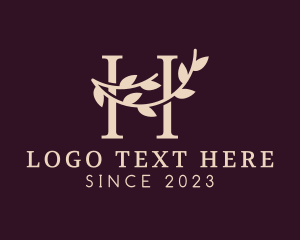 Hotel - Vine Letter H logo design