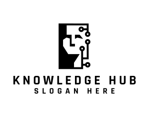 Learn - Artificial Intelligence Circuit Head logo design
