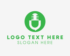 Broadcast - Green Podcast Letter U logo design