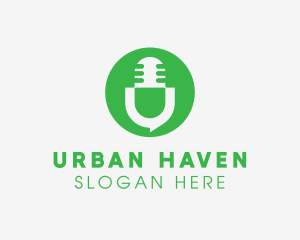 Green Podcast Letter U logo design