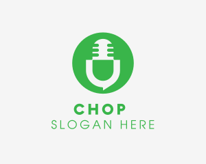 Message - Green Podcast Letter U logo design