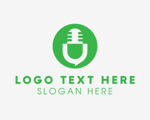 Audio Recording - Green Podcast Letter U logo design