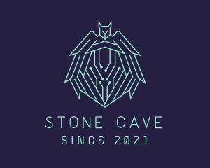 Cave - Blue Bat Circuit logo design