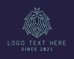 Cyborg - Blue Bat Circuit logo design