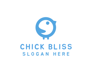 Chick - Blue Baby Chick logo design