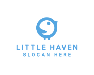 Little - Blue Baby Chick logo design