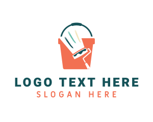 House Paint - Paint Roller & Bucket logo design