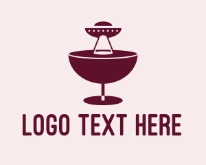 Lounge Bar - UFO Cocktail Glass logo design