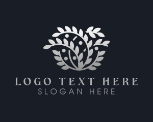 Plantation - Metallic Silver Leaves logo design