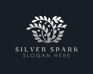 Metallic Silver Leaves logo design