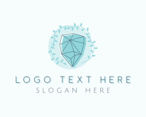 Precious Stone - Leaf Vine Crystal logo design