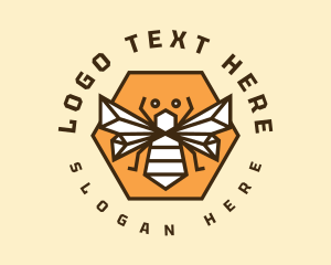 Insect - Hexagon Bumblebee Badge logo design