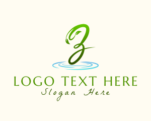 Handwriting - Water Leaves Letter Z logo design