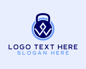 Trainer - Kettlebell Letter W logo design