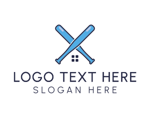 Little League - Baseball Bat House Letter X logo design