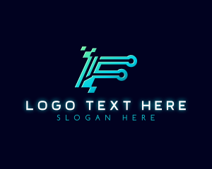 Application - Circuit  Technology Letter F logo design