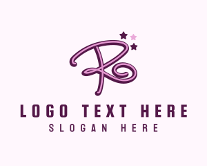 Purple And Pink - Star Letter R logo design