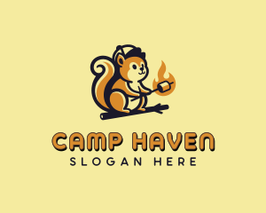 Squirrel Marshmallow Camp  logo design