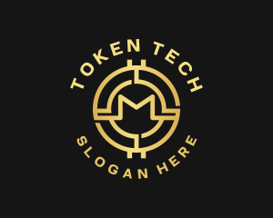 Token - Digital Cryptocurrency Letter M logo design