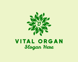 Leaf Wreath Natural Vegetarian logo design