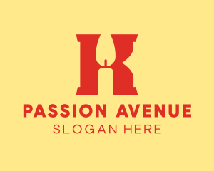 Passion - Flame Candle Letter K logo design