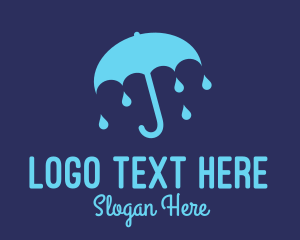 Waterproof - Blue Raindrop Umbrella logo design