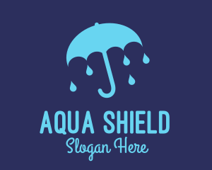 Waterproof - Blue Raindrop Umbrella logo design