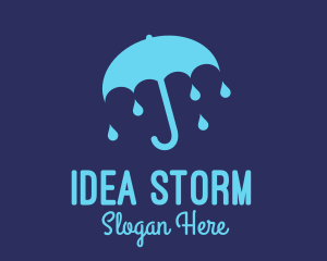 Blue Raindrop Umbrella logo design