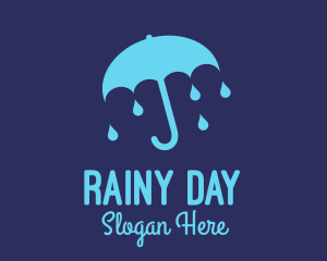 Blue Raindrop Umbrella logo design