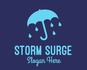 Thunderstorm - Blue Raindrop Umbrella logo design