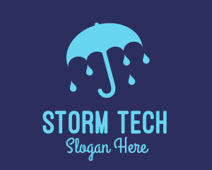 Storm - Blue Raindrop Umbrella logo design