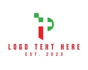 Data Transfer - Colorful Pixel P logo design