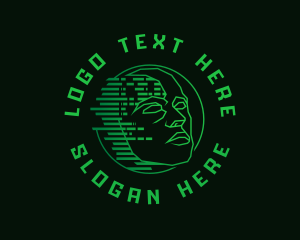 Hack - Cyber Pixel Head logo design