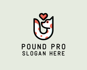 Pound - Letter U Lovely Dog logo design