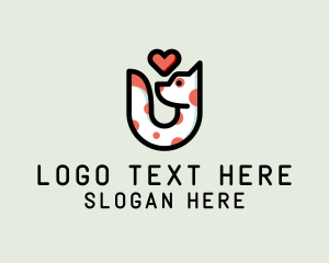 Pet Lover - Letter U Lovely Dog logo design