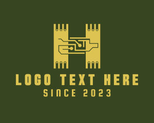 Tech Circuit Letter H logo design