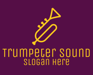 Trumpeter - Yellow Minimalist Trumpet logo design